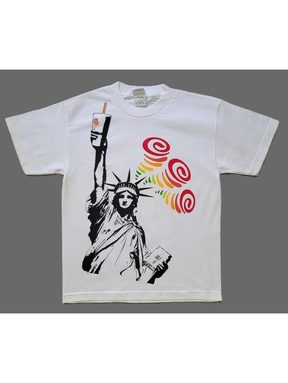 Jamba Juice Youth M T-Shirt White Statue of Liberty Holding a Smoothie Graphic